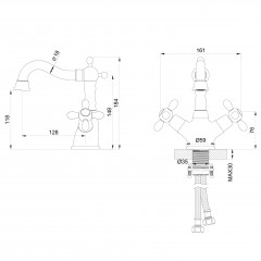 Смеситель для раковины WONZON & WOGHAND RETRO, Хром (WW-88139020-CR)