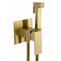 Смеситель с гигиеническим душем встраиваемый WONZON & WOGHAND CUBE, Брашированное золото (WW-88829016-BG)