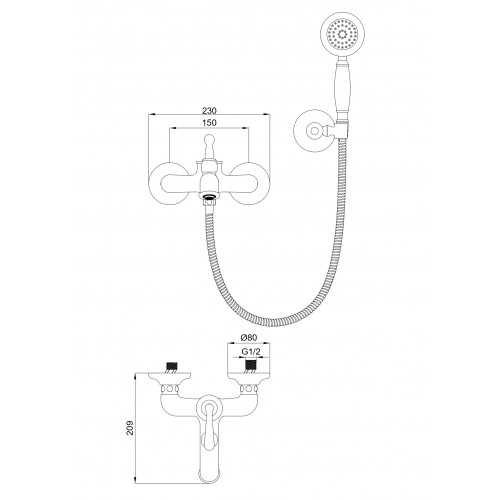 Смеситель для ванны с душем WONZON & WOGHAND STEAM, Брашированное золото (WW-88639008-BG)