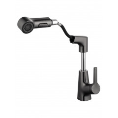 Смеситель для раковины с выдвижным изливом WONZON & WOGHAND, Темный графит (WW-121B108-BGG)