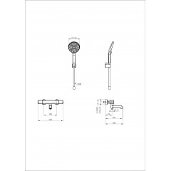Смеситель для ванны с душем и термостатом WONZON & WOGHAND STAY 2, Черный матовый (WW-B2016-A1-MB)