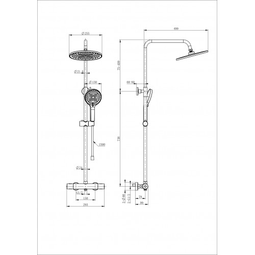 Душевая система с термостатом WONZON & WOGHAND INN 1, Белый матовый (WW-B3013-T1-MW)