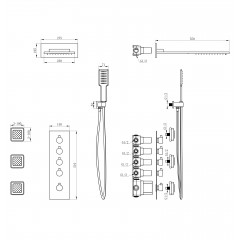 Душевая система с термостатом встраиваемая WONZON & WOGHAND, Темный графит (WW-D4100-BGG)