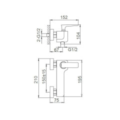Смеситель для душа WONZON & WOGHAND SHARK, Хром (WW-484101-CR)