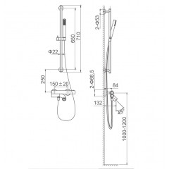 Смеситель для ванны с душевым гарнитуром и термостатом WONZON & WOGHAND LOOP, Черный матовый (WW-311-00-508)
