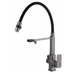 Смеситель для кухни с гибким изливом и подключением фильтра WONZON & WOGHAND, Темный графит (WW-88458012-BGM )