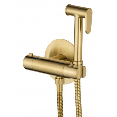 Смеситель с гигиеническим душем и термостатом встраиваемый WONZON & WOGHAND, Брашированное золото (WW-88819902-BG)