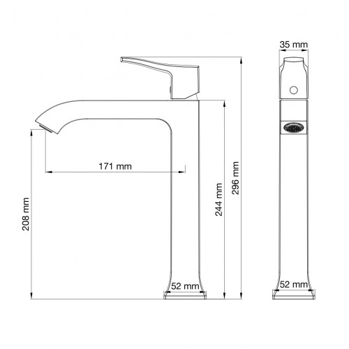 Смеситель для раковины высокий WONZON & WOGHAND FLEX, Брашированное золото (WW-88019072-BG)