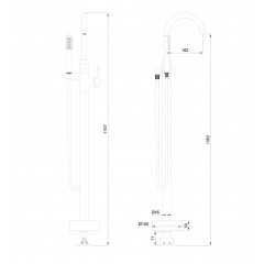 Смеситель для ванны напольного монтажа WONZON & WOGHAND STICK, Хром (WW-88649017-CR)