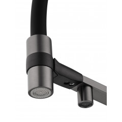 Смеситель для кухни с гибким изливом и подключением фильтра WONZON & WOGHAND, Темный графит (WW-88458012-BGM )