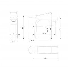 Смеситель для раковины WONZON & WOGHAND, Брашированное золото (WW-XH-012-BG)