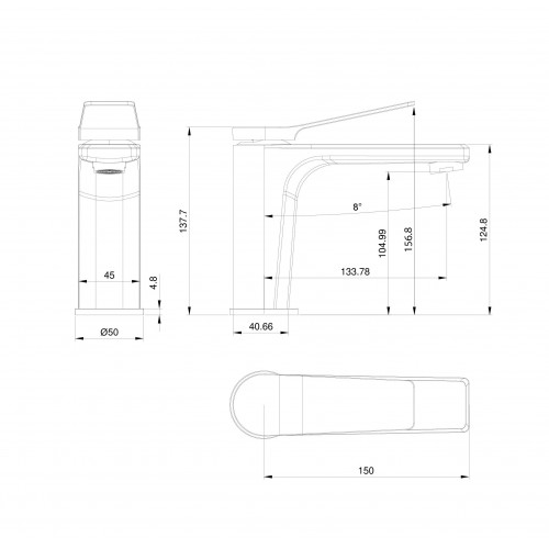 Смеситель для раковины WONZON & WOGHAND, Брашированное золото (WW-XH-012-BG)