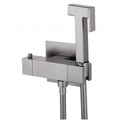 Смеситель с гигиеническим душем и термостатом встраиваемый WONZON & WOGHAND, Темный графит (WW-88819903-BGM)