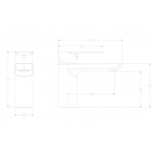 Смеситель для раковины WONZON & WOGHAND Line, Брашированное золото (WW-A40732-BG)