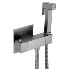 Смеситель с гигиеническим душем и термостатом встраиваемый WONZON & WOGHAND, Темный графит (WW-88819903-BGM)