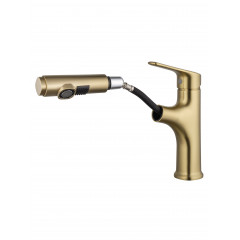 Смеситель для раковины с выдвижным изливом WONZON & WOGHAND, Брашированное золото (WW-AE4151-BG)
