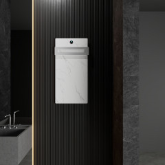 Полотенцесушитель электрический с каменной плитой Белый мрамор WONZON & WOGHAND STUTTGART, Брашированный никель (WW-A501-BR)