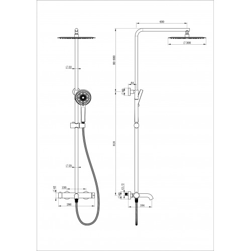 Душевая система WONZON & WOGHAND STICK, Брашированное золото (WW-88739017-BG)