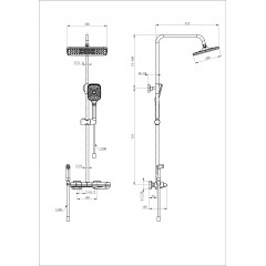 Душевая система с техническим душем и термостатом WONZON & WOGHAND MUSE Piano, Хром (WW-B4132-A-CR)