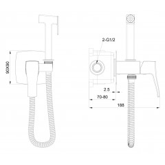 Смеситель с гигиеническим душем встраиваемый WONZON & WOGHAND FLEX, Черный матовый (WW-88829072-MB)