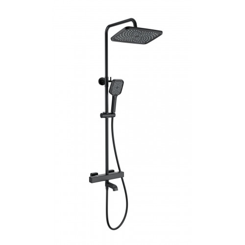Душевая система с термостатом WONZON & WOGHAND STAY 2, Черный матовый (WW-B3016-T1-MB)