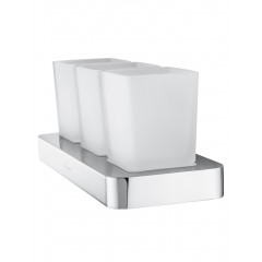 Три стакана для зубных щеток с держателем WONZON & WOGHAND LOTTE, Хром (WW-8338)