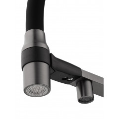 Смеситель для кухни с гибким изливом и подключением фильтра WONZON & WOGHAND, Темный графит (WW-88458013-BGM)