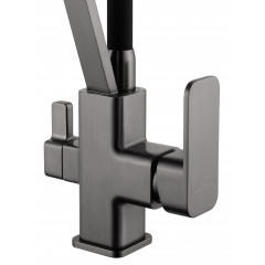 Смеситель для кухни с гибким изливом и подключением фильтра WONZON & WOGHAND, Темный графит (WW-88458013-BGM)