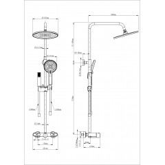 Душевая система с термостатом WONZON & WOGHAND MUSE Selesta, Темный графит (WW-B4113-BGG)