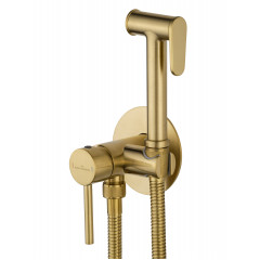Смеситель с гигиеническим душем встраиваемый WONZON & WOGHAND STICK, Брашированное золото (WW- 88829902-BG)