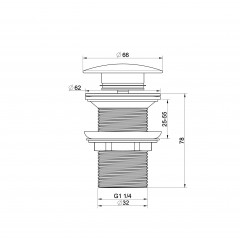 Донный клапан для раковины 1 1/4 WONZON & WOGHAND, Черный матовый (WW-88SS02-MB)