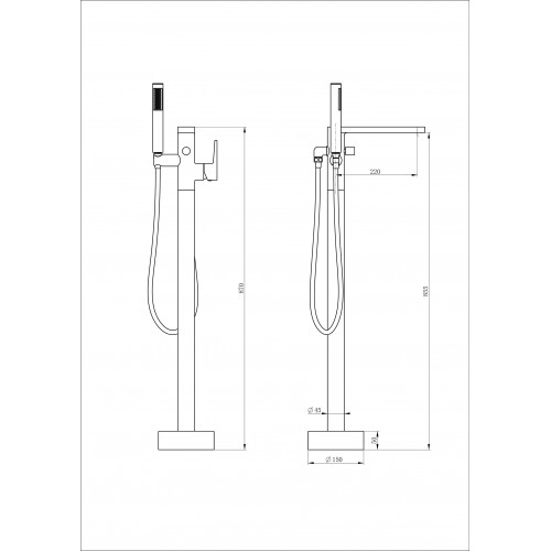 Смеситель для ванны напольного монтажа WONZON & WOGHAND STICK, Хром (WW-88649901-CR)