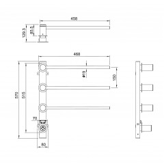 Полотенцесушитель электрический встраиваемый WONZON & WOGHAND HAMBURG, Хром (WW-AL313-CR)