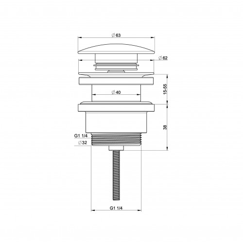 Донный клапан для раковины 1 1/4 WONZON & WOGHAND, Белый матовый (WW-88SS07-MW)