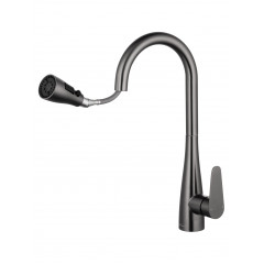 Смеситель для кухни с выдвижным изливом WONZON & WOGHAND, Темный графит (WW-121E201B-BGG)
