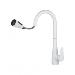 Смеситель для кухни с выдвижным изливом WONZON & WOGHAND, Белый матовый (WW-121E201B-MW)