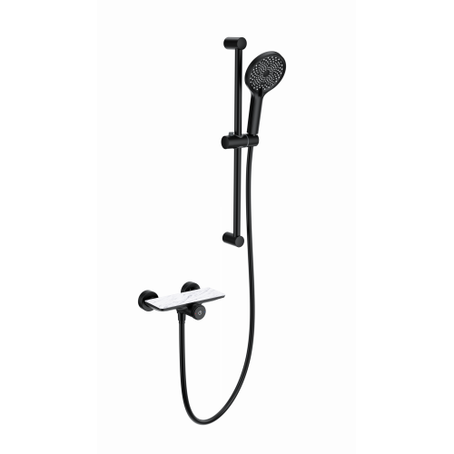 Смеситель для душа с гарнитуром WONZON & WOGHAND ClickPlate, Черный матовый (WW-B2052-A-MB)
