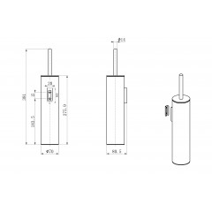 Туалетный ершик в комплекте WONZON & WOGHAND, Брашированное золото (WW-V4601-BG)