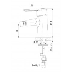 Смеситель для биде WONZON & WOGHAND BAROQUE, Хром (WW-195001-CR)