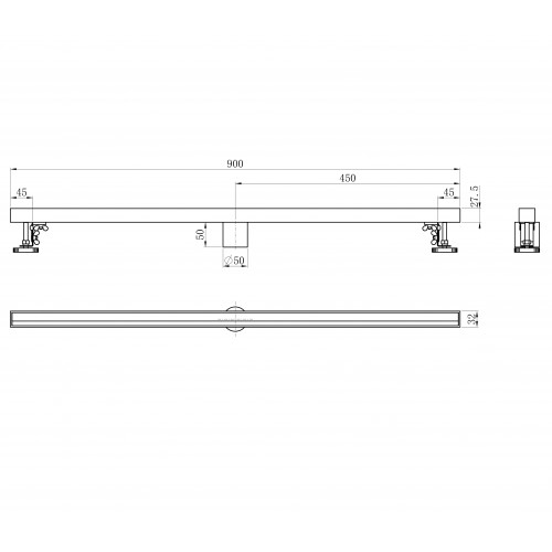 Душевой трап 90 см WONZON & WOGHAND, Темный графит (WW-65409M-GM)