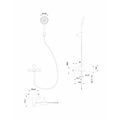 Смеситель для ванны с душем WONZON & WOGHAND, Белый матовый (WW-A30891-MW)