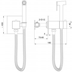 Смеситель с гигиеническим душем и термостатом встраиваемый WONZON & WOGHAND, Брашированный никель (WW-88829910-BN)