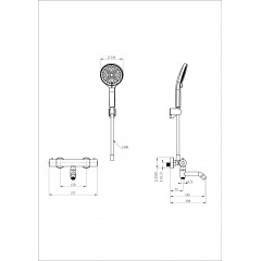 Смеситель для ванны с душем и термостатом WONZON & WOGHAND INN 3, Темный графит (WW-B2065-A1-BGG)