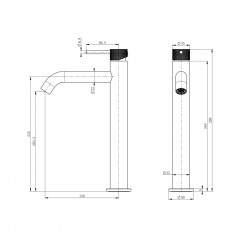 Смеситель для раковины высокий WONZON & WOGHAND, Темный графит (WW-H1062-BGG)