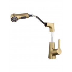 Смеситель для раковины с выдвижным изливом WONZON & WOGHAND, Брашированное золото (WW-121B108-BG)