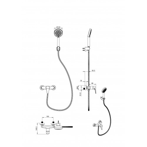 Смеситель для душа WONZON & WOGHAND ALFA, Хром (WW-AE3102-CR)
