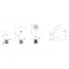 Смеситель на борт ванны WONZON & WOGHAND STEAM, Брашированное золото (WW-88659008-BG)