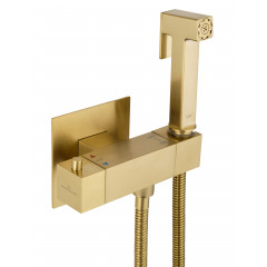 Смеситель с гигиеническим душем и термостатом встраиваемый WONZON & WOGHAND, Брашированное золото (WW-88819903-BG)