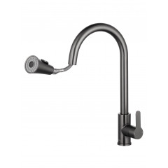 Смеситель для кухни с выдвижным изливом WONZON & WOGHAND, Темный графит (WW-121E201L-BGG)