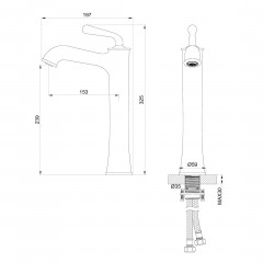 Смеситель для раковины высокий WONZON & WOGHAND STEAM, Хром (WW-88239008-CR)